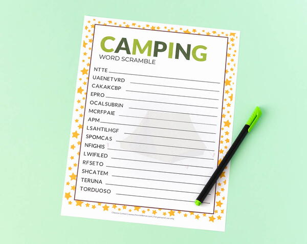 Camping Word Scramble Camping Word Scramble