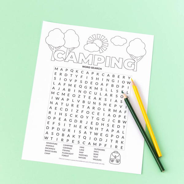 Printable Camping Word Search Printable Camping Word Search