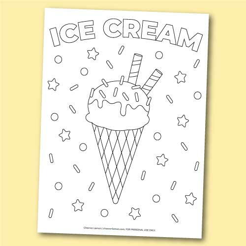Printable Ice Cream Coloring Page Printable Ice Cream Coloring Page