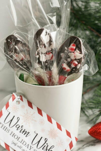 Diy Hot Chocolate Gift With Peppermint Spoons