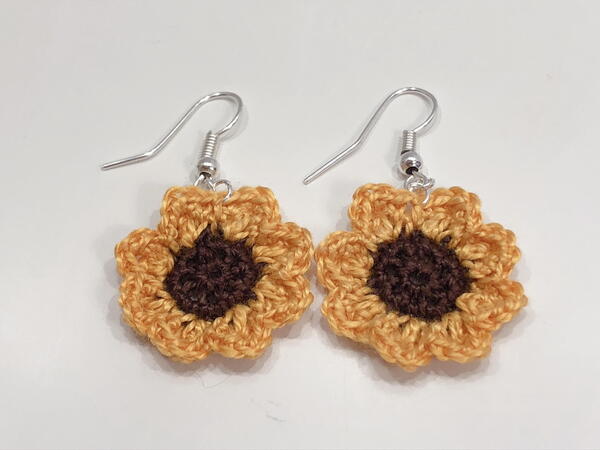 Crochet Sunflower Earrings Crochet Sunflower Earrings