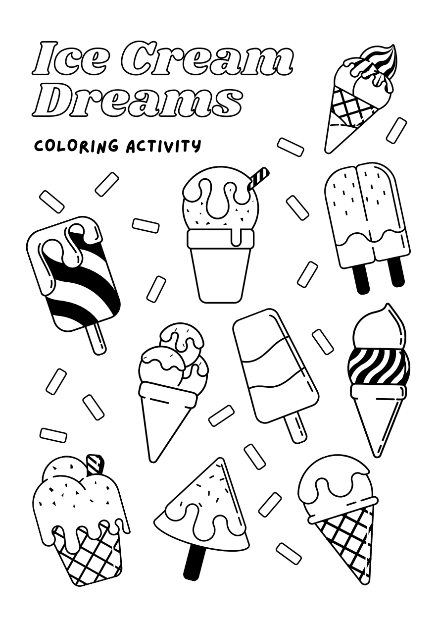 Ice Cream Cone Coloring Page