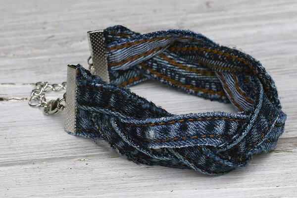 No Sew Braided Denim Bracelet No Sew Braided Denim Bracelet