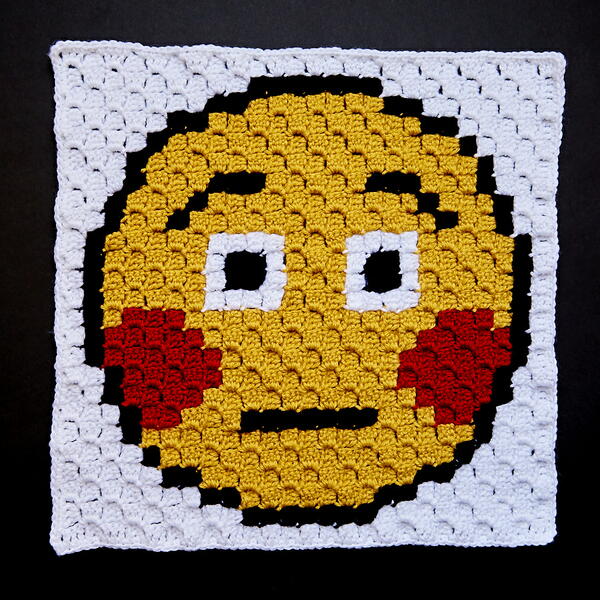 Embarrassed Emoji C2c Crochet Block Embarrassed Emoji C2c Crochet Block