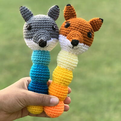 Wolf And Fox Crochet Rattle