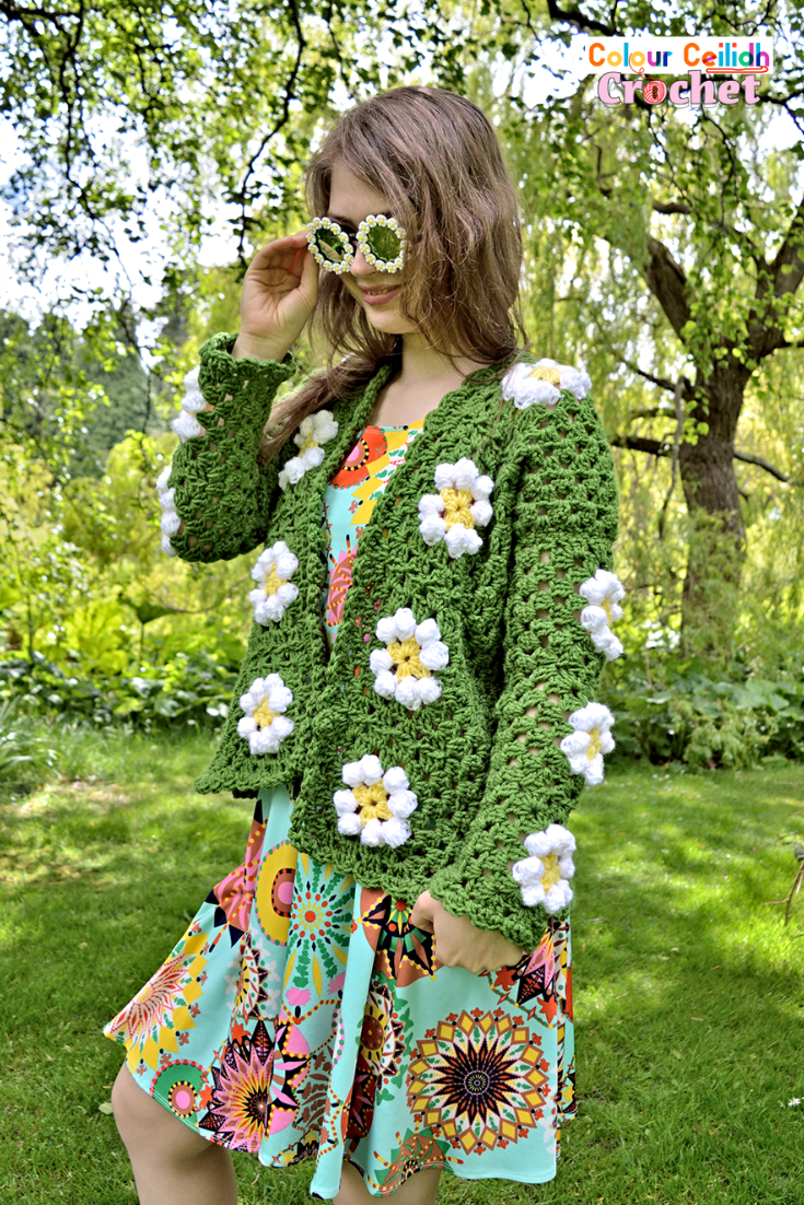 Crochet Daisy Granny Square Cardigan