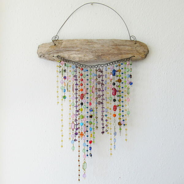 Beachy Wall Hanging With Beaded Chains Beachy Wall Hanging With Beaded Chains