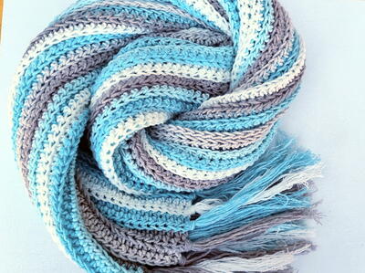 Ocean Breeze Crochet Scarf With Fringe