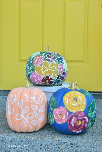 Flower Painted Pumpkin Flower Painted Pumpkin