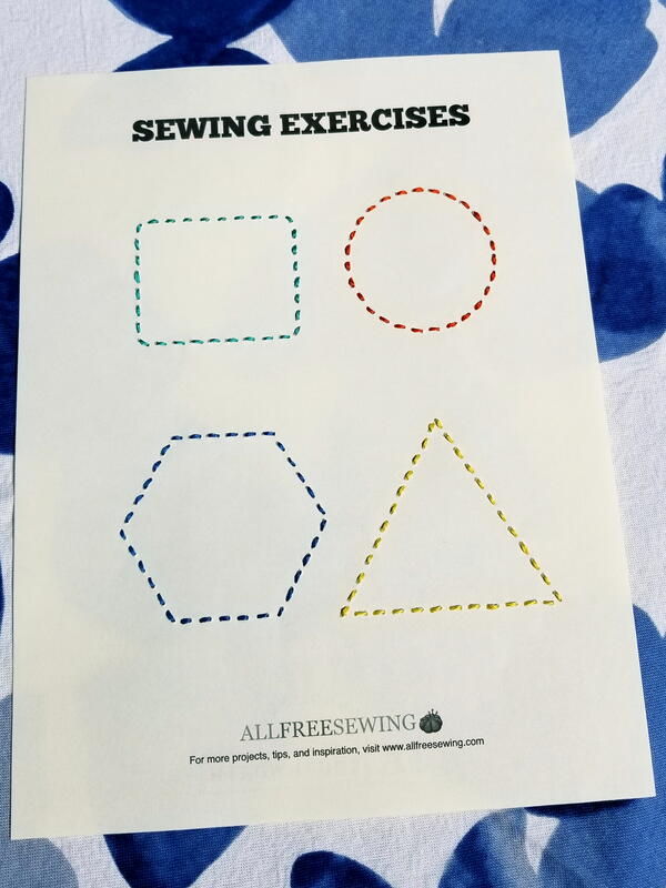 Images shows the a hand sewing worksheet.