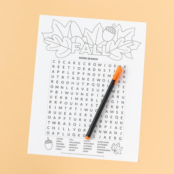 Fall Word Search Fall Word Search