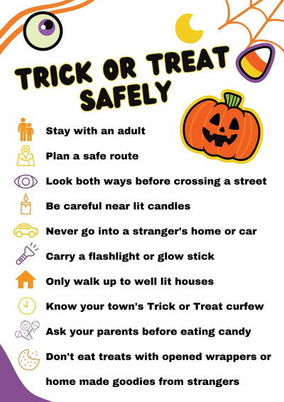 Trick Or Treat Safely Printable Trick Or Treat Safely Printable