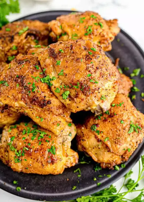 Oven Baked Chicken Thighs (with Crispy Skin!)