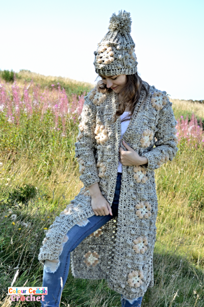 Crochet Bobble Flower Granny Square Cardigan Crochet Bobble Flower Granny Square Cardigan