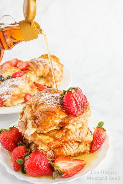 Croissant French Toast Bake With Strawberries Blueberries Croissant French Toast Bake With Strawberries & Blueberries