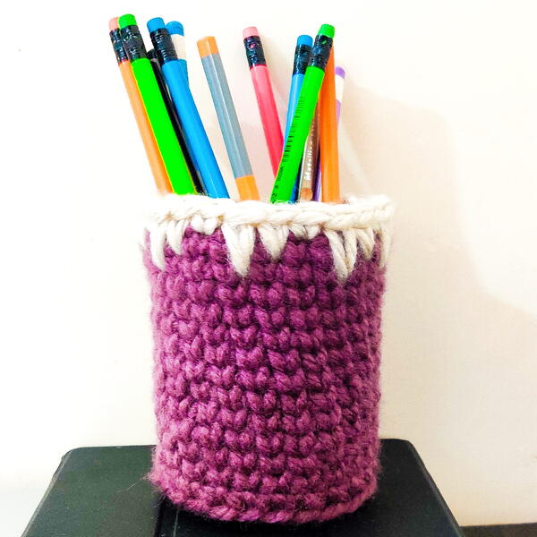 Diy Crochet Pen Pencil Holder Diy Crochet Pen Pencil Holder