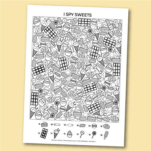 Printable I Spy Sweets Printable I Spy Sweets
