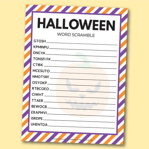 Printable Halloween Word Scramble Printable Halloween Word Scramble