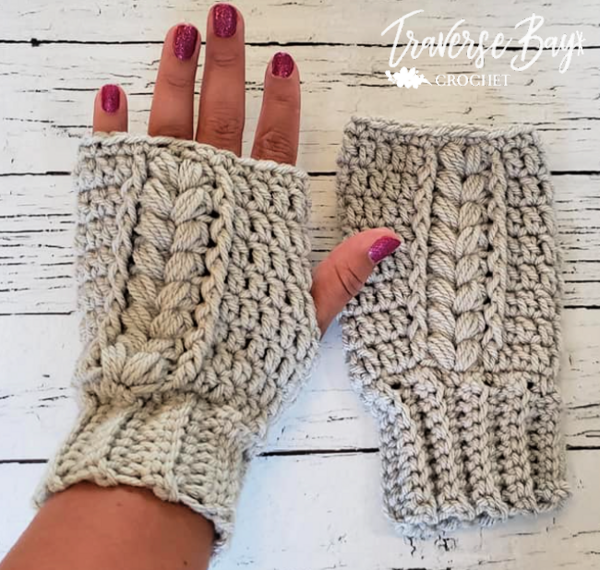 Cable Braided Fingerless Mittens Cable Braided Fingerless Mittens