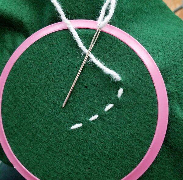 How to sew with yarn - step 3