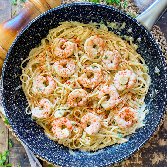 The Healthiest Creamy Shrimp Linguine Easy 30 Minute One-pan Recipe The Healthiest Creamy Shrimp Linguine | Easy 30 Minute One-pan Recipe