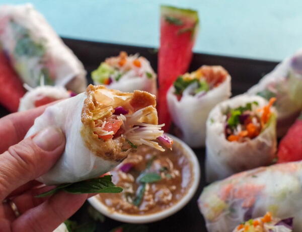 Watermelon Prosciutto Vietnamese Salad Rolls Watermelon Prosciutto Vietnamese Salad Rolls