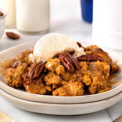 Smoked Bourbon Pumpkin Bread Pudding