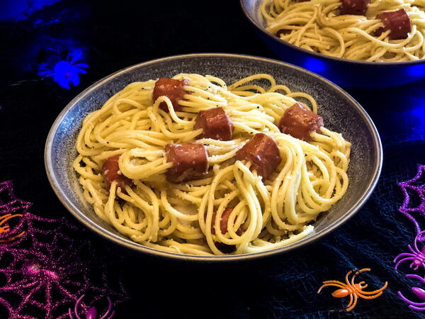 Hot Dog Spiders With Spaghetti Hot Dog Spiders With Spaghetti