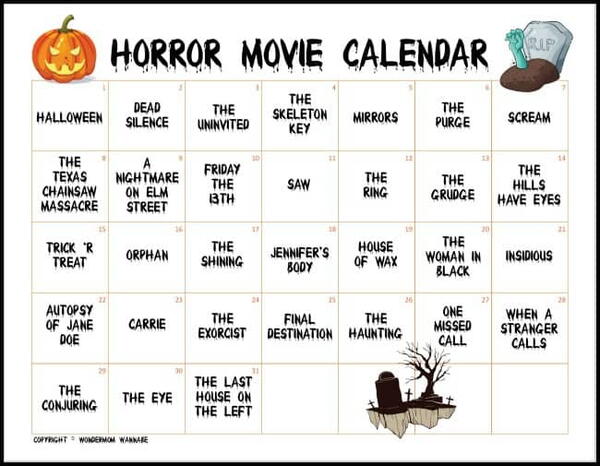 The Ultimate Horror Movie Calendar To Count Down To Halloween The Ultimate Horror Movie Calendar To Count Down To Halloween