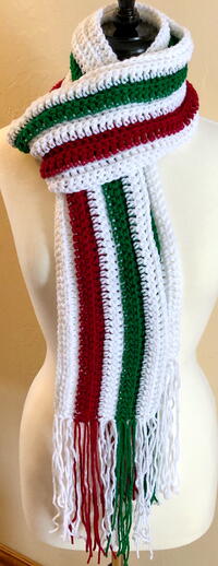 Festive Crochet Ribbed Scarf Festive Crochet Ribbed Scarf