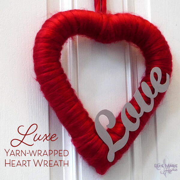 Luxe Yarn Wrapped Heart Wreath