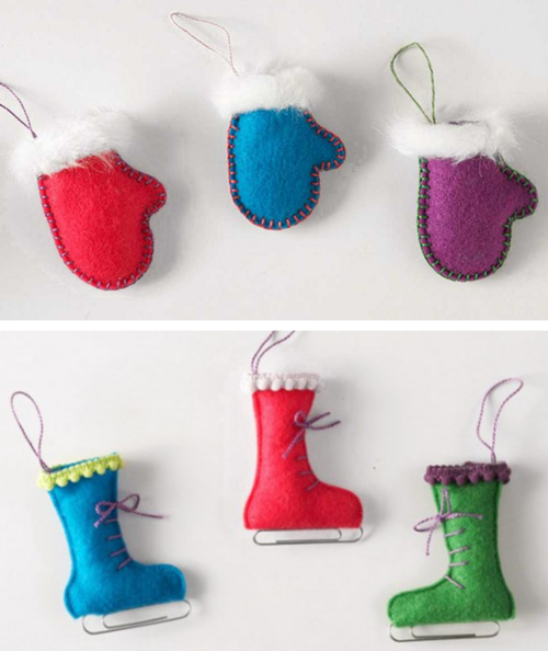 Felt Mitten and Ice Skate Ornament Felt Mitten and Ice Skate Ornament