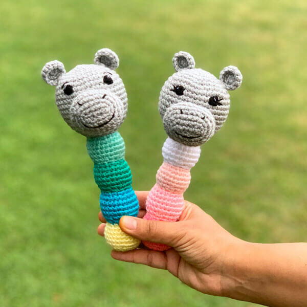 Hippo Crochet Baby Rattle Hippo Crochet Baby Rattle