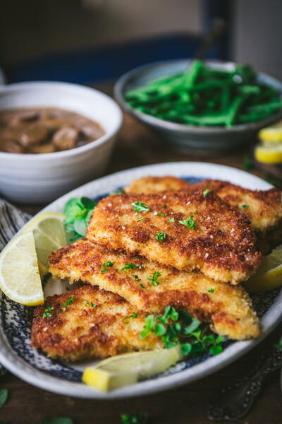 Pork Schnitzel And Mushroom Gravy