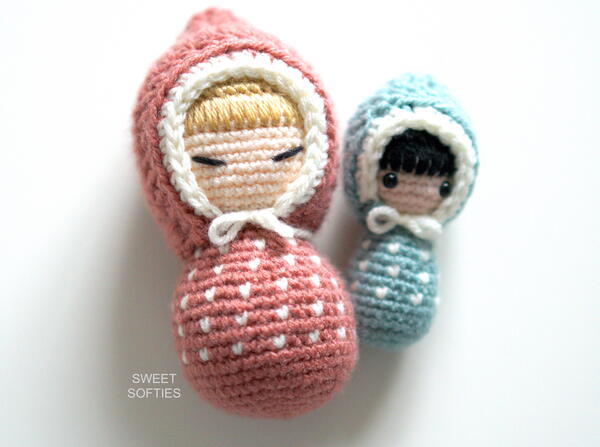 Swaddle Babies Amigurumi Crochet Baby Doll With Bonnet Hat Swaddle Babies Amigurumi Crochet Baby Doll With Bonnet Hat