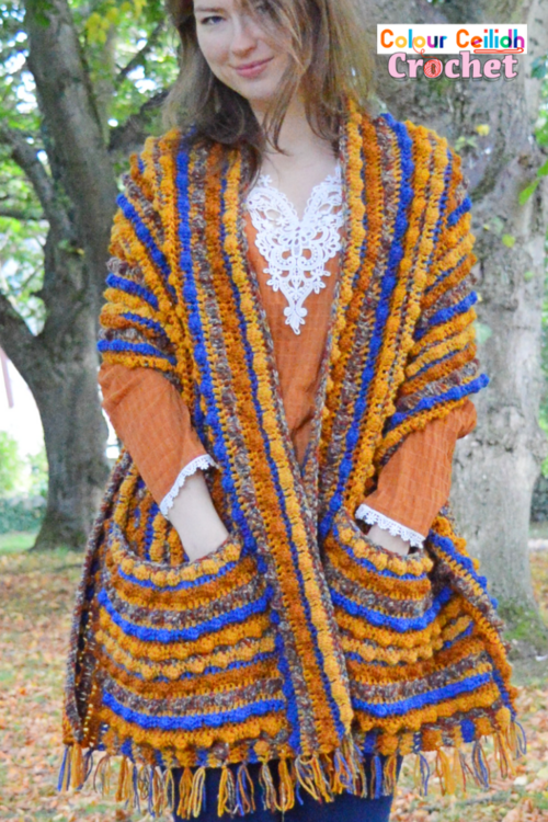 Crochet Pocket Shawl Autumn Berries Crochet Pocket Shawl Autumn Berries
