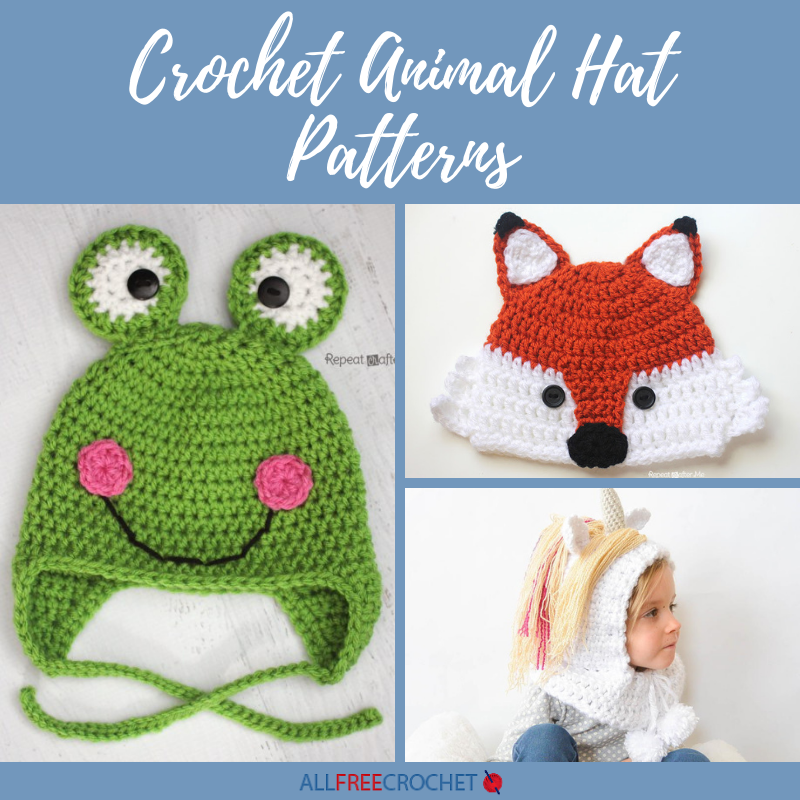 40 Crochet Animal Hat Patterns | AllFreeCrochet.com