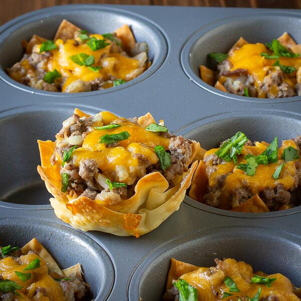 Wonton Cheeseburger Cups Wonton Cheeseburger Cups