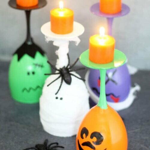 Halloween Wine Glass Candle Holders Halloween Wine Glass Candle Holders