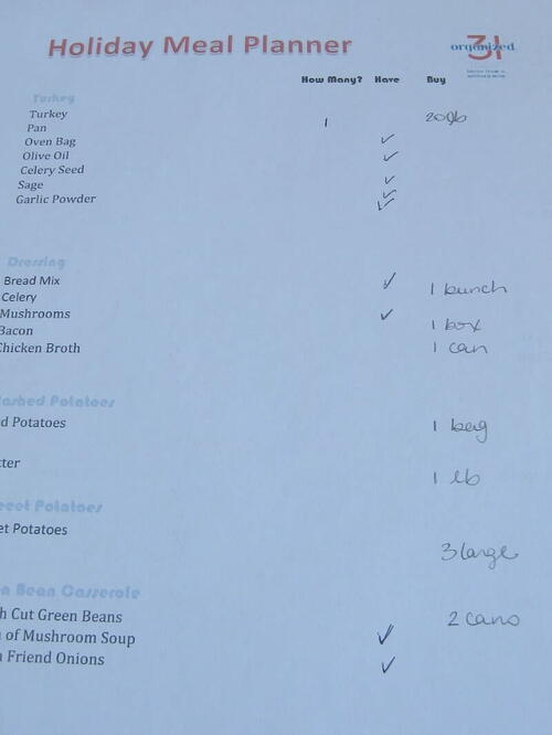 Organize A Holiday Meal Planner Organize A Holiday Meal Planner