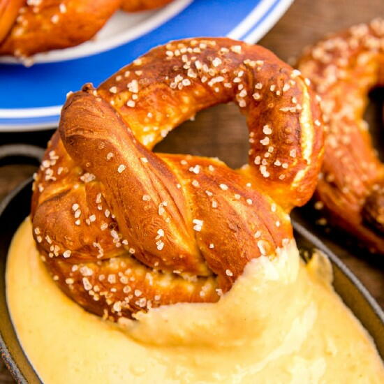 Soft Pretzel With Cheese Sauce Soft Pretzel With Cheese Sauce