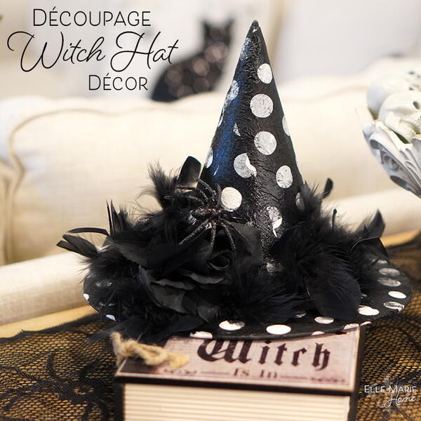 Decoupage Witch Hat Dcor Decoupage Witch Hat Décor