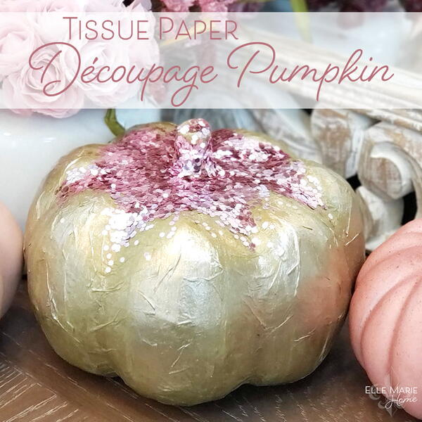 Decoupage Pink Gold Pumpkin Decoupage Pink & Gold Pumpkin