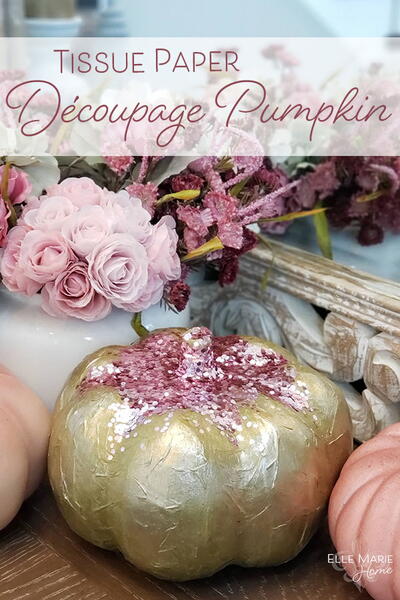 Decoupage Pink Gold Pumpkin Decoupage Pink & Gold Pumpkin
