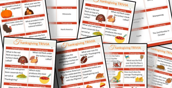 Thanksgiving Trivia Questions Free Printable Cards Thanksgiving Trivia Questions – Free Printable Cards