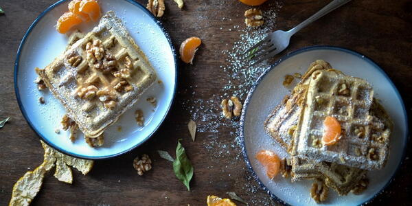 Maple Walnut Spelt Waffles Maple Walnut Spelt Waffles