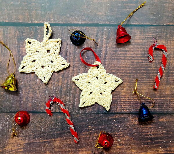 Two Round Easy Crochet Christmas Star Ornament