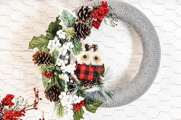 Owl Winter Wreath Owl Winter Wreath