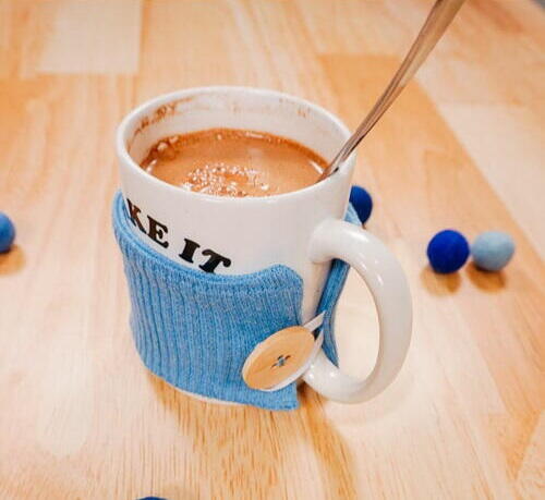 DIY Upcycled Sweater Mug Cozy DIY Upcycled Sweater Mug Cozy