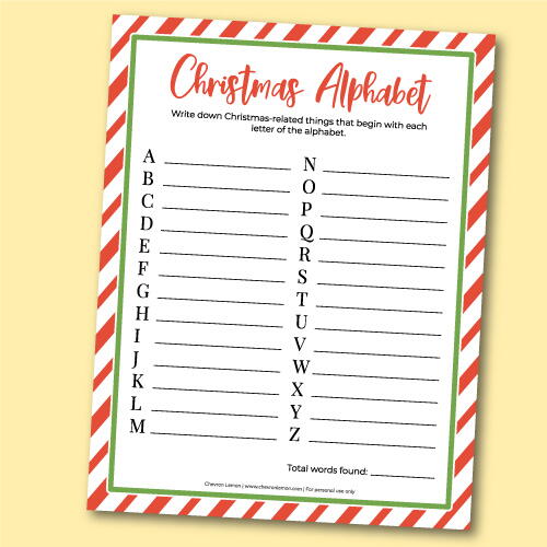 Printable Christmas Alphabet Printable Christmas Alphabet